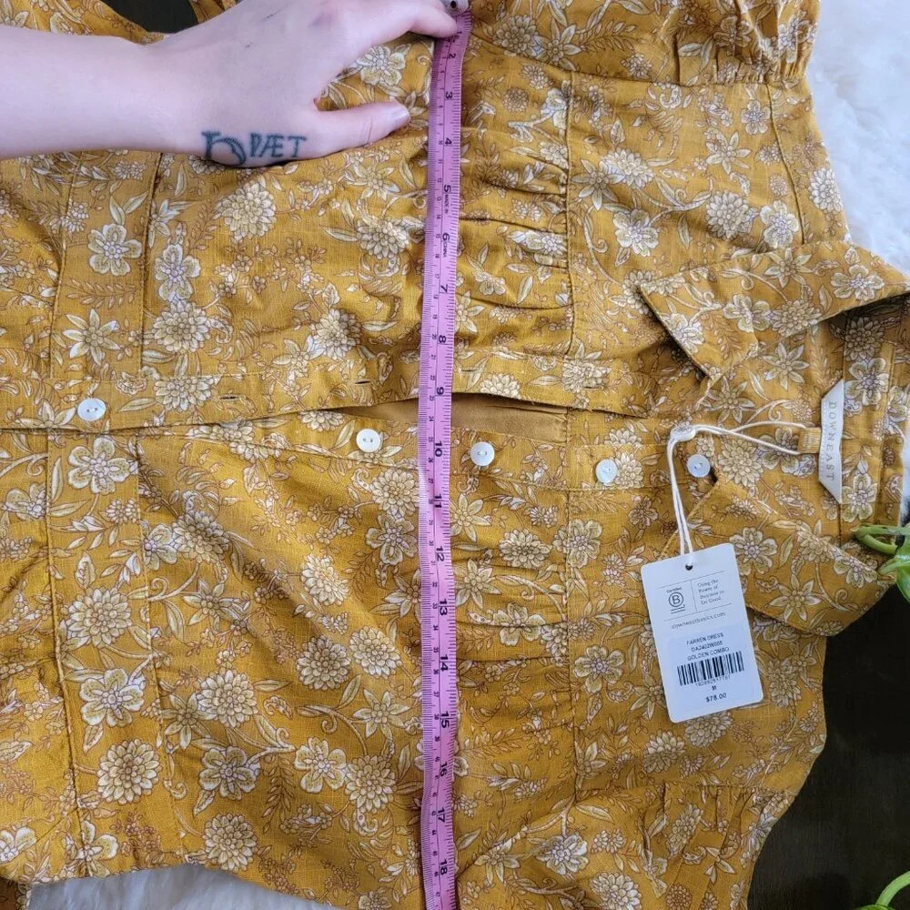 NWT Downeast Mustard Yellow Floral Cotton Midi Dress Size M - Picture 8 of 10